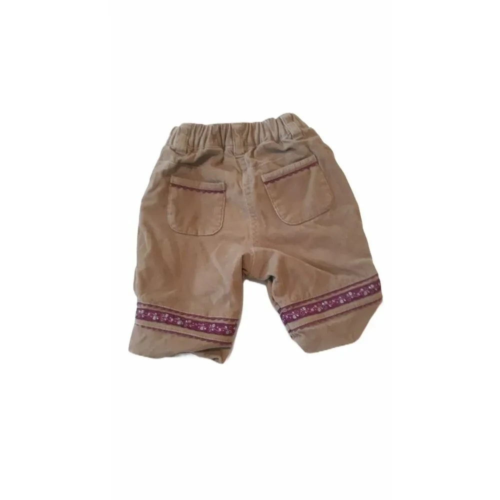 Children's Place Baby Girls Embroidered Corduroy Pants Taupe 0-3‎ Months Floral